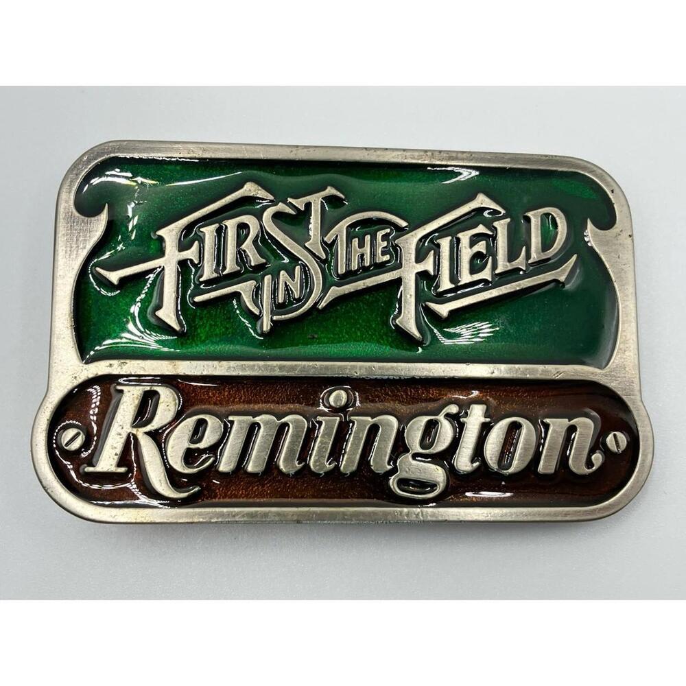 Remington First in The Field  Hunting Sports Vintage Belt Buckle Made In The USA